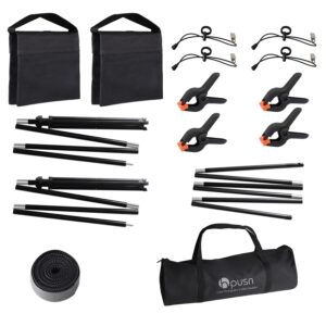 HPUSN Photography Studio Backdrop Stand, 10 Inch Backdrop Stand Kit with 4 Backdrop Clips, 2 Sandbags and Carrying Bag, Suitable for Wedding/Party/Stage Decoration/Photography