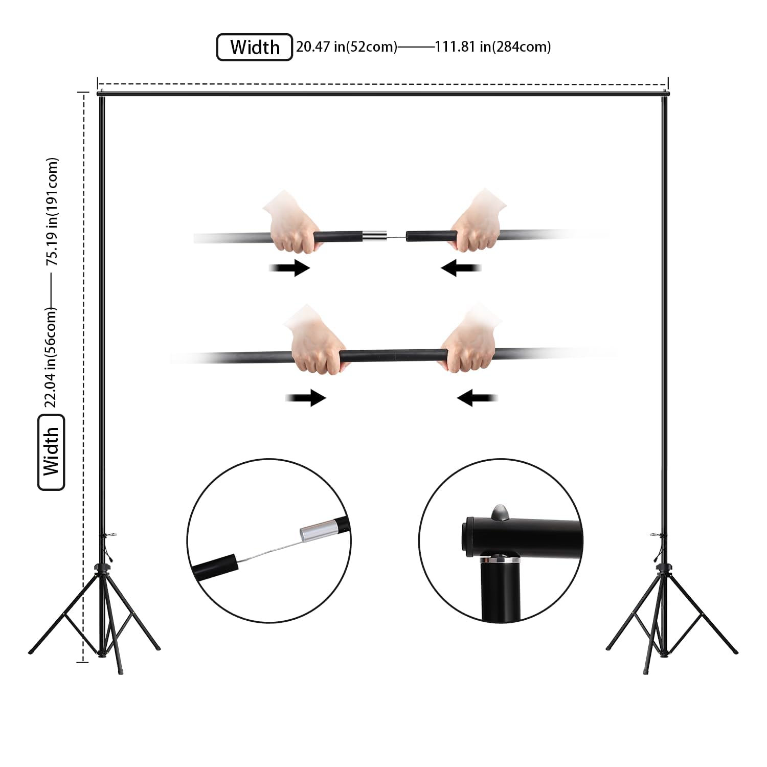 HPUSN Photography Studio Backdrop Stand, 10 Inch Backdrop Stand Kit with 4 Backdrop Clips, 2 Sandbags and Carrying Bag, Suitable for Wedding/Party/Stage Decoration/Photography