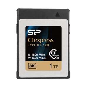 silicon power 1tb cfexpress type b memory card, up to 1800mb/s read, min sustained write: 1500mb/s