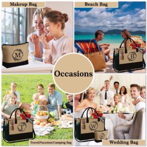 YOOLIFE Tote Bag for Women - Personalized Gift, Initial Tote Bag with Zipper, Premium Jute, Large Capacity, Hand Wash, Summer