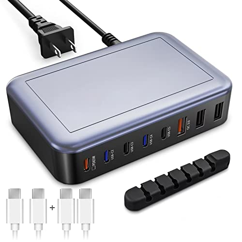 USB C Charger, 185W 8-Port USB C Charging Station with 5 USB-C Ports +3 USB-A Ports, USB C Wall Fast Charger Block for Tablets, Headphones, Smart Watches and More