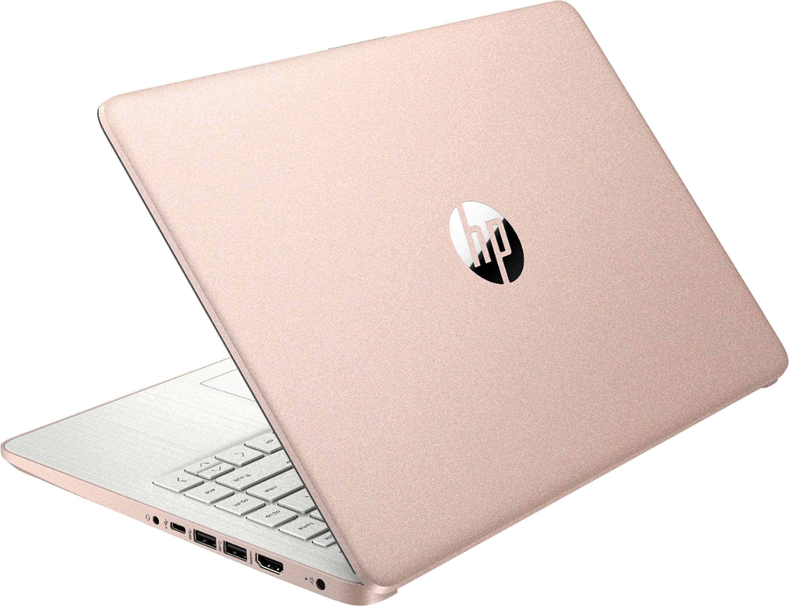 HP 14 14" Laptop Computer, Intel Quad-Core Celeron N4120 Processor, 16GB DDR4 RAM, 320GB Storage (64GB eMMC + 256GB SD Card), 802.11AC WiFi, Bluetooth 5.0, Type-C, Rose Gold, Windows 11 Home in S mode