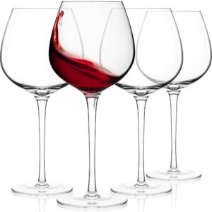 wine glasses set of 4 – 22oz elegant wine glass gift set – modern long stem crystal wine glasses for white & red wine – hand blown lead-free white wine glass set for restaurant & home bar use