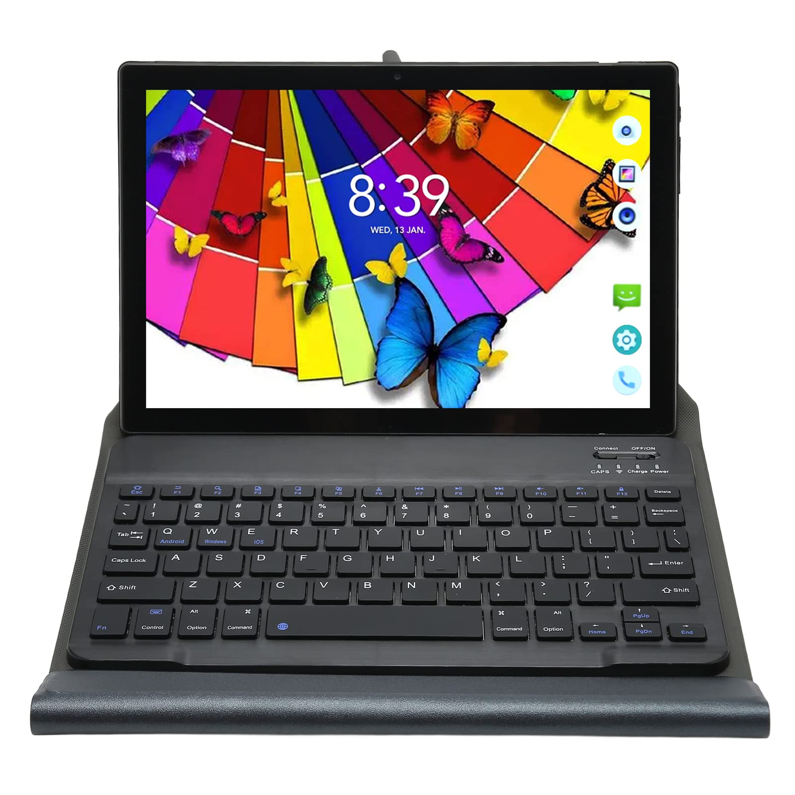 Zopsc 10 Inch Tablet, HD 1080P IPS Tablet with Wireless BT Keyboard, Octa Core CPU, 8GB RAM and 128GB ROM, 5MP Front and 13MP Rear Camera Support 5G WiFi, 4G LTE, GPS, FM, etc (Black)