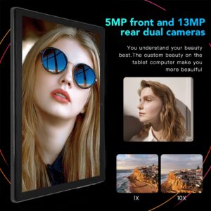 Zopsc 10 Inch Tablet, HD 1080P IPS Tablet with Wireless BT Keyboard, Octa Core CPU, 8GB RAM and 128GB ROM, 5MP Front and 13MP Rear Camera Support 5G WiFi, 4G LTE, GPS, FM, etc (Black)