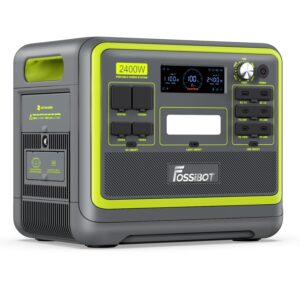 fossibot f2400 portable power station 2400w, 2048wh lifepo4 battery backup/6 x 110v ac 2400w outlets (4800w peak), 16 ports, 1.5h fast charging, led solar generator for home use camping rv emergency 1