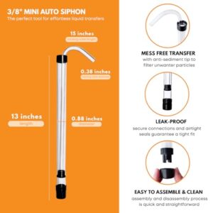 FastRack 3/8" Auto Siphon with Clamp | 6.5' ft Hose | Bottling Siphoning Kit w/Food Grade BPA Free Plastic Tubing for Beer or Wine Carboy Bottle Filling | Made in the USA