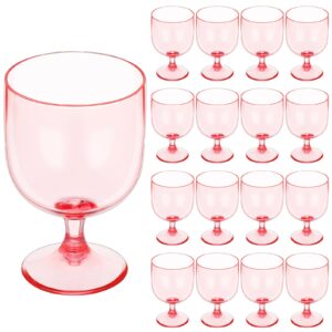 bokon 16 pack plastic wine glasses 7.5 oz wine glass with stem reusable unbreakable wine cups champagne goblets shatterproof cocktail drinkware for wedding party indoor drinking(pink)