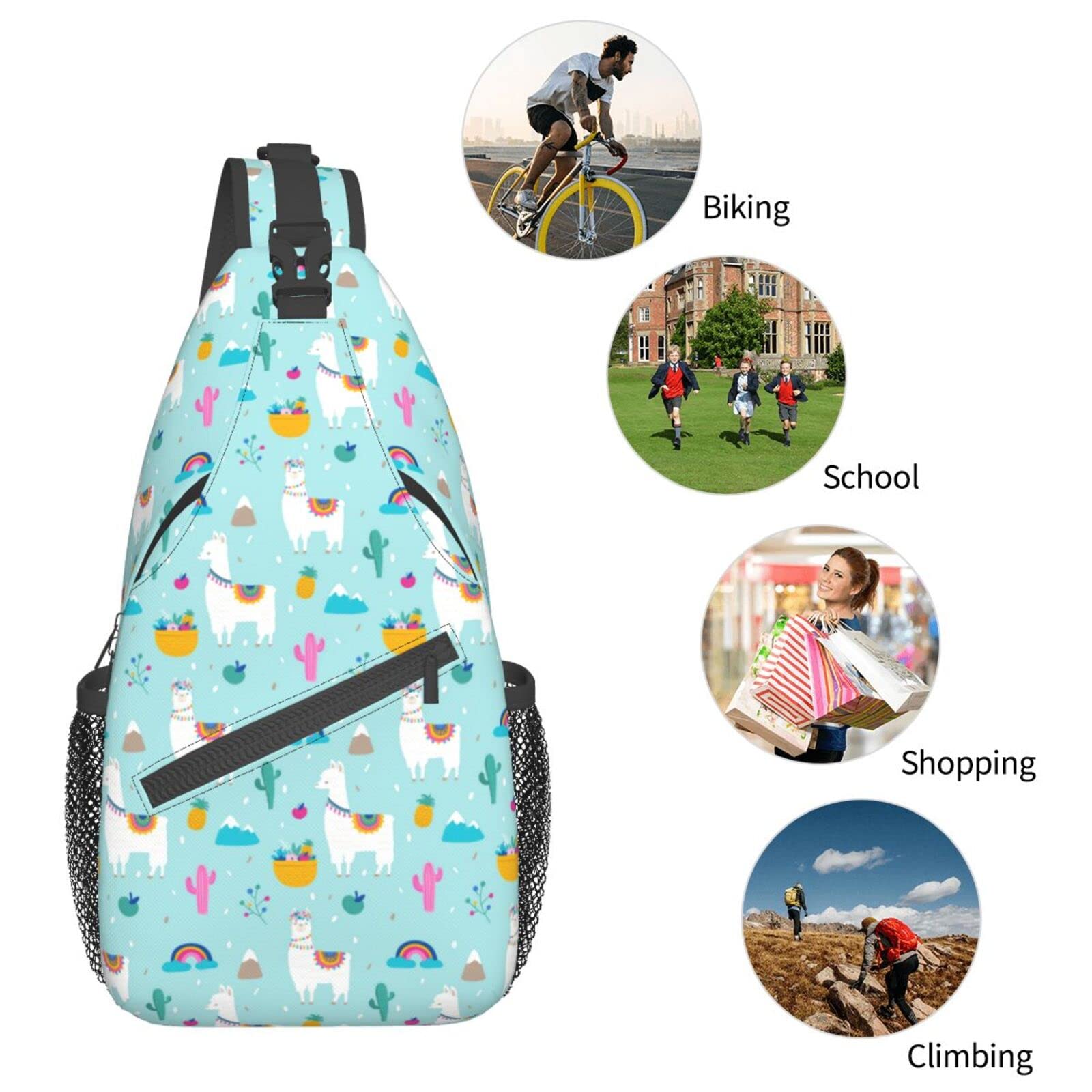 Llama Sling Bag Chest Bag Daypack Crossbody Sling Backpack for Travel Sports Running Hiking