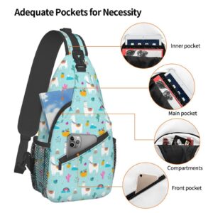 Llama Sling Bag Chest Bag Daypack Crossbody Sling Backpack for Travel Sports Running Hiking