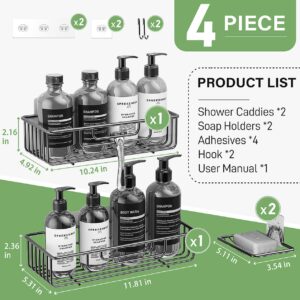 Doiueioa Bathroom Shower Caddy Organizer Shelf Rack 4 Pack Shower Shelf for Inside Shower Storage, No Drilling Rustproof SUS304 Stainless Steel Bathroom Shower Rack for Inside Shower, Kitchen Storage