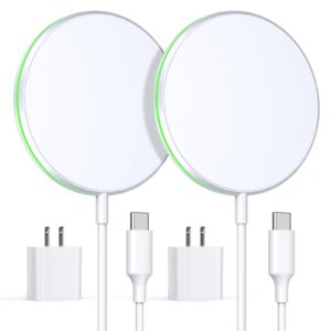 2 pack magnetic wireless charger 15w apple mag-safe charger with 20w adapter for iphone 15/14/13/12 pro/max/plus/mini and airpods 3/2/pro 2/pro wireless charging pad with 5ft cable