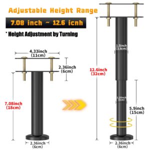 Wlrrcwdttc 4 Pcs Adjustable Height Bed Support Legs 7.08-12.6 inch, Bed Frame Center Support Legs for Bed Frame/Bed Center Slat/Furniture, Heavy Duty Metal Bed Replacement Legs Bed Slats Support Legs