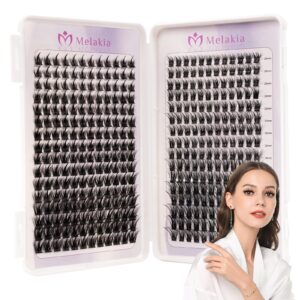 384 pcs cluster lashes, melakia 2 style diy eyelash extensions mix 10-16mm, thin band lash clusters, mega soft individual cluster lashes at home （wispy and natural d mix 10-16mm）