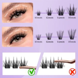 384 Pcs Cluster Lashes, Melakia 2 Style DIY Eyelash Extensions Mix 10-16mm, Thin Band Lash Clusters, Mega Soft Individual Cluster Lashes at Home （Wispy and Natural D Mix 10-16mm）