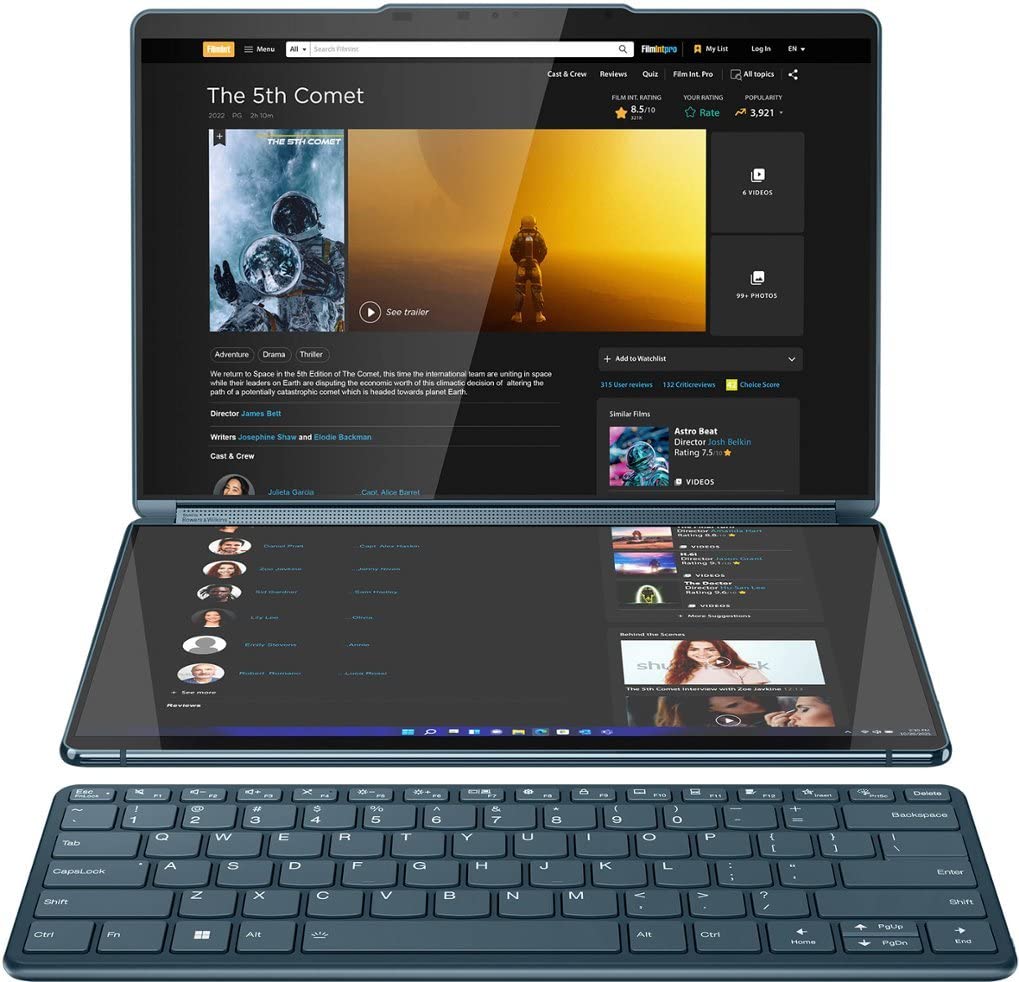 Lenovo Yoga Book 9i 2-in-1 13.3" 2.8K Dual Screen OLED Touch Laptop - Intel Core i7-1355U with 16GB Memory - 512GB SSD - Tidal Teal - US Version (512GB- US Model Warranty)