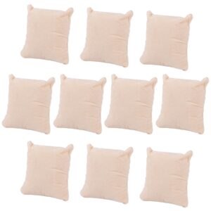 auear, 10 pack beige velvet watch pillows small jewelry displays pillow bracelet bangle cushions display pillow for jewelry gift box