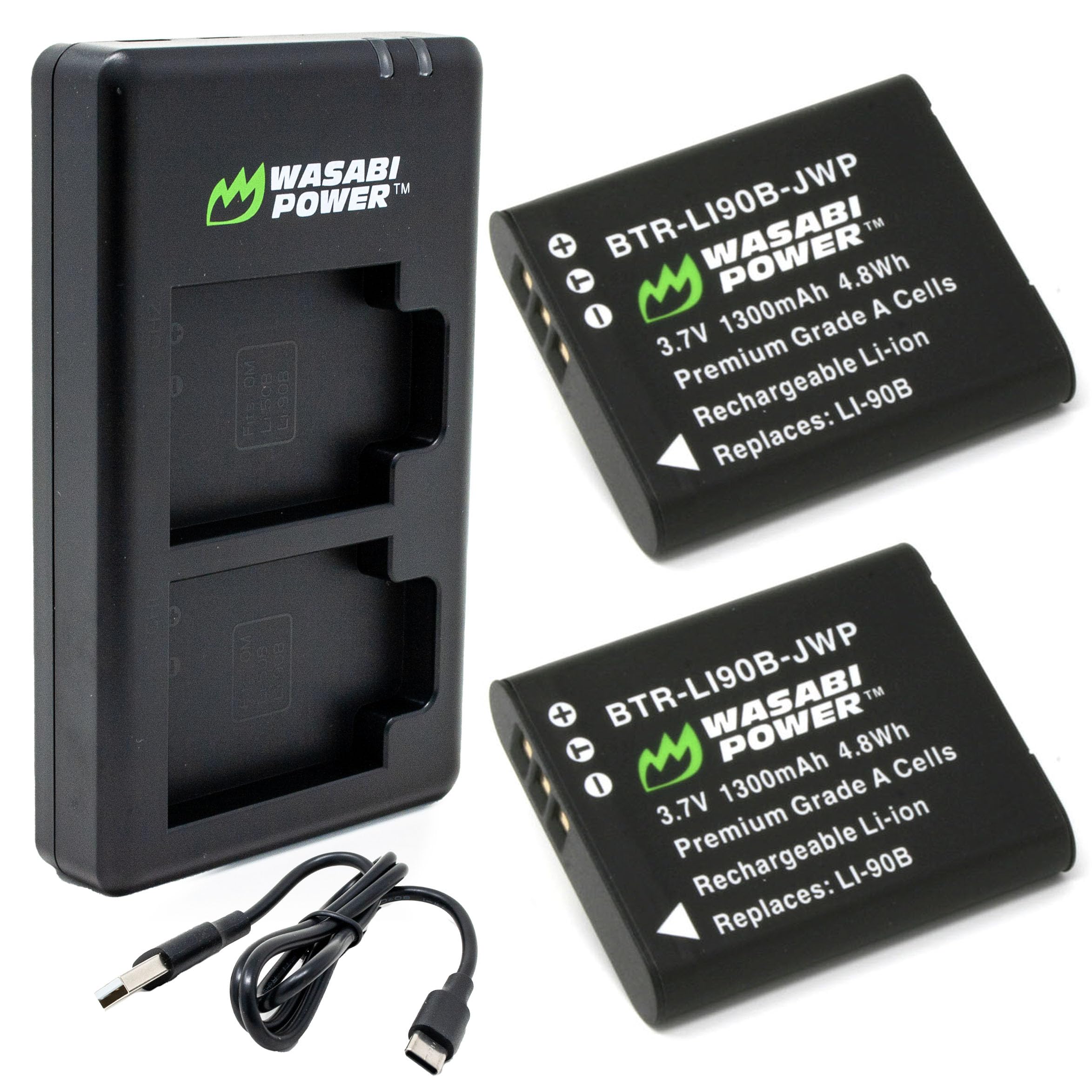 Wasabi Power Battery (2-Pack) and USB-C Dual Charger for Ricoh DB-110 and Ricoh GR III, GR IIIx, Theta X, WG-6, G900