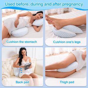 Clasymoon Pregnancy Pillows, Maternity Pillow,Pregnancy Pillows for Sleeping with Removable Cover,Pregnancy Body Pillow for Back Pain and Pregnant Legs,HIPS, Belly Support(3 in 1-Blue White)