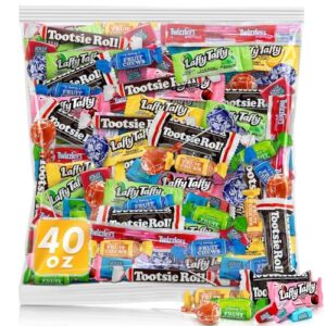 assorted easter bulk candy, 2.5 pound, individually wrapped, variety pack with tootsie rolls, tootsie pops, jolly ranchers, nerds, skittles, starburst, sweetarts, gobstopper, assorted laffy taffy's & more! great for valentines and party treats! 40 oz