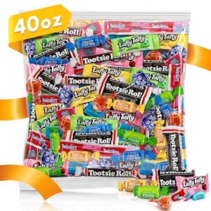 Assorted Easter Bulk Candy, 2.5 Pound, Individually Wrapped, Variety Pack with Tootsie Rolls, Tootsie Pops, Jolly Ranchers, Nerds, Skittles, Starburst, Sweetarts, Gobstopper, Assorted Laffy Taffy's & More! Great for Valentines and Party Treats! 40 oz