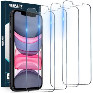 neepart 4 pack tempered glass screen protector for iphone 11/xr [6.1 inch], sensor protection, 9h tempered glass film, anti-scratch, case friendly, easy installation, bubble free, case friendly