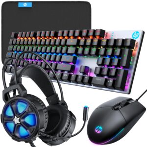 hp pc gaming keyboard and mouse combo, rgb backlit wired gaming mouse and keyboard, mouse pad,gaming headset, gamer 4 in 1 bundle for pc ps4 ps5 and xbox