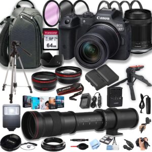 canon eos r7 mirrorless digital camera with rf-s 18-150mm f/3.5-6.3 is stm lens+ 420-800mm super telephoto lens + 100s sling backpack + 64gb memory cards, professional photo bundle (42pc bundle)