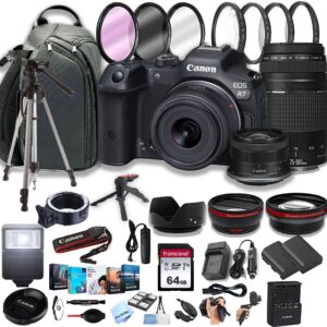 canon eos r7 mirrorless digital camera with rf-s 18-45mm f/4.5-6.3 is stm lens + 75-300mm f/4-5.6 iii lens+ 64gb memory cards, professional photo bundle (42pc bundle)