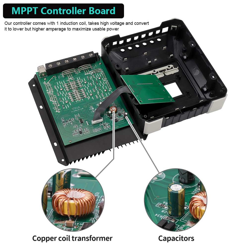 BreeRainz 80 Amp MPPT Solar Charge Controller 12V/24V/48V Auto,80A Solar Panel Regulator Max 80V PV Input,LCD Display Solar Controller for AGM Sealed Gel Flooded/Ternary Lithium/Lifepo4 Battery