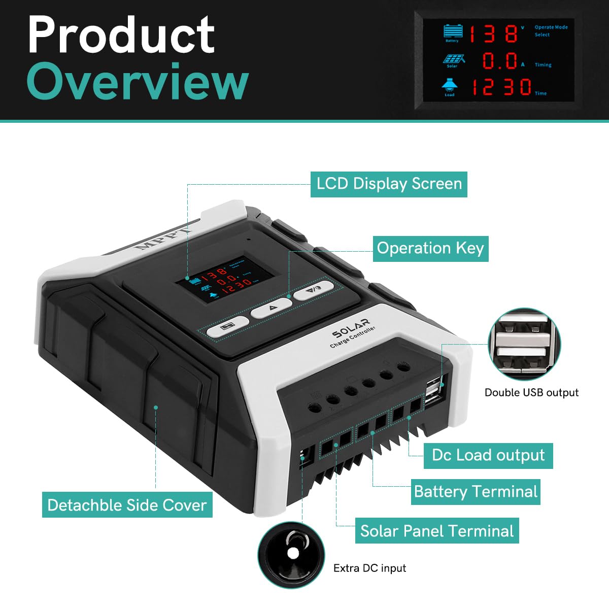 BreeRainz 80 Amp MPPT Solar Charge Controller 12V/24V/48V Auto,80A Solar Panel Regulator Max 80V PV Input,LCD Display Solar Controller for AGM Sealed Gel Flooded/Ternary Lithium/Lifepo4 Battery