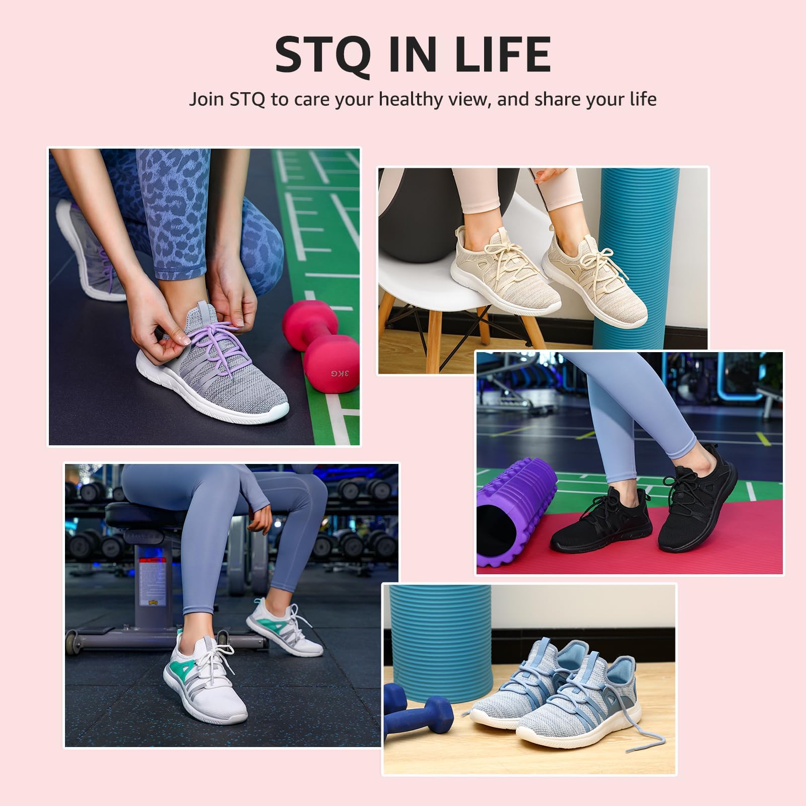 STQ Slip ins Slip on Walking Shoes Women with Arch Support Hands Free Workout Gym Slip on Sneakers Black Watermelon Red Size 8