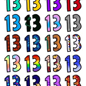 Lucky Number 13 Temporary Tattoos Stickers for Fans,20Pcs Number 13 Hand Tattoos Stickers Same Styles with Singer,Stickers 13 Hand Tattoo Concert Merch for Fans Gifts (Colorful)