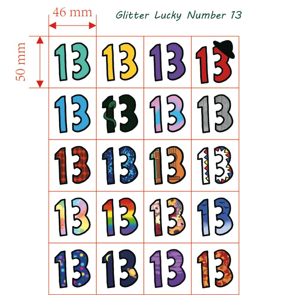 Lucky Number 13 Temporary Tattoos Stickers for Fans,20Pcs Number 13 Hand Tattoos Stickers Same Styles with Singer,Stickers 13 Hand Tattoo Concert Merch for Fans Gifts (Colorful)