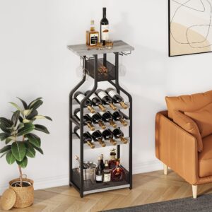 amyove wine rack freestanding floor,metal wine rack wine bottle holders stands for floor,grey bar stand wine storage organizer display rack table