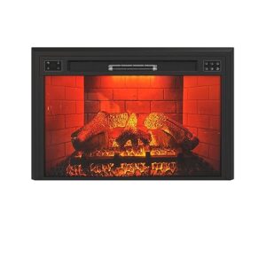 35 inch electric fireplace inserts recessed electric fireplace heater with log designed for stud, cabinet & mantel low noise 1500w,6 flame colors,8h timer,control by touch screen & remote,black