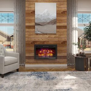 35 Inch Electric Fireplace Inserts Recessed Electric Fireplace Heater with Log Designed for Stud, Cabinet & Mantel Low Noise 1500W,6 Flame Colors,8h Timer,Control by Touch Screen & Remote,Black