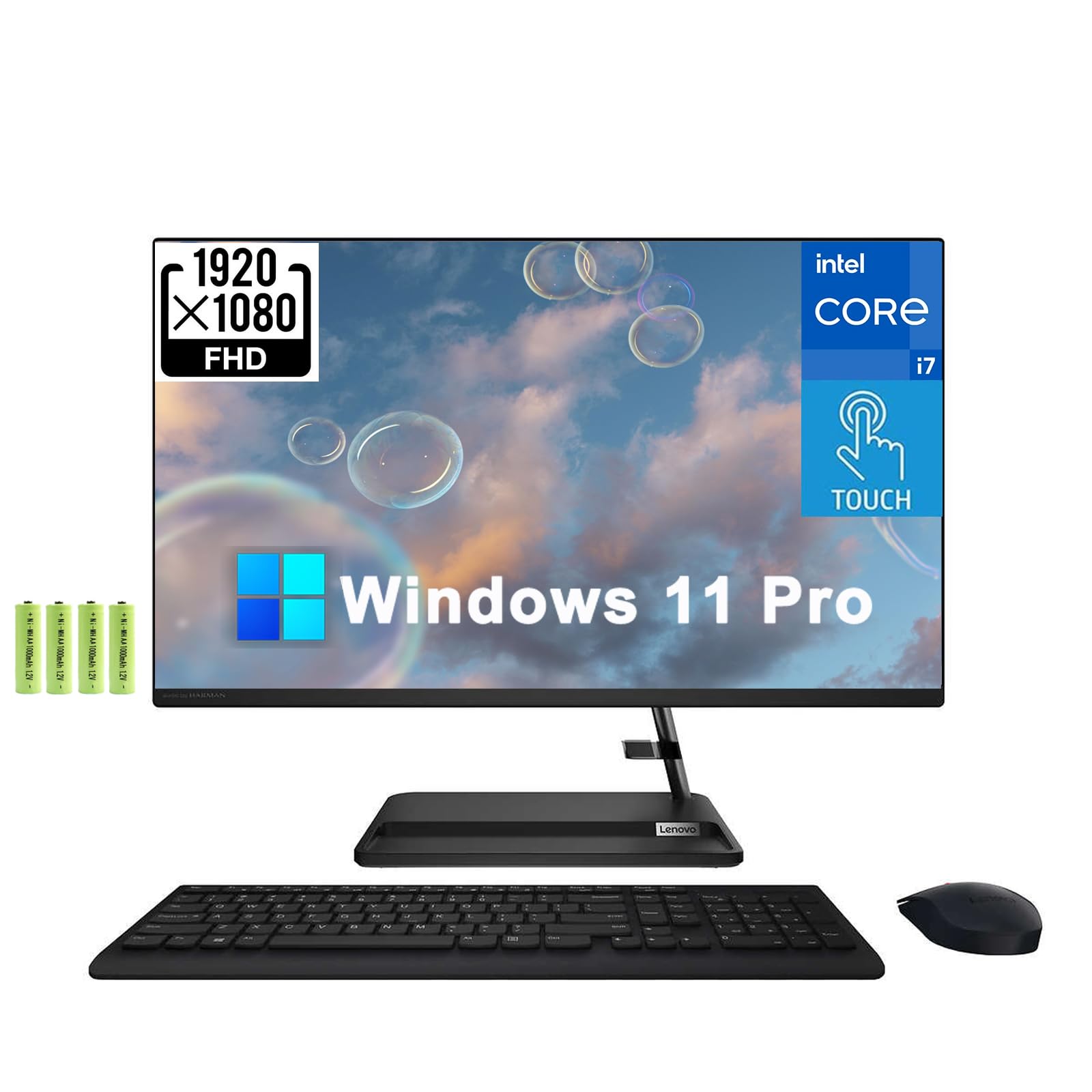 Lenovo IdeaCentre 3 Business All-in-One Desktop Computer PC [Windows 11 Pro], 27" FHD Touchscreen, 13th Gen Intel 10-Core i7-13620H, 64GB RAM, 2TB PCIe SSD, Wi-Fi 6, BT 5, 5MP Webcam, RJ-47, w/Battery