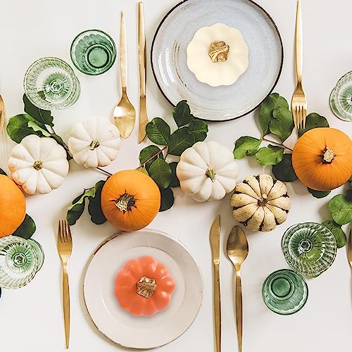 AnyDesign 12Pcs Artificial Pumpkins Fake Foam Pumpkins Mini White Pink Gold Orange Faux Harvest Pumpkins for Autumn Thanksgiving Halloween Holiday Home Party Farmhouse Decorations