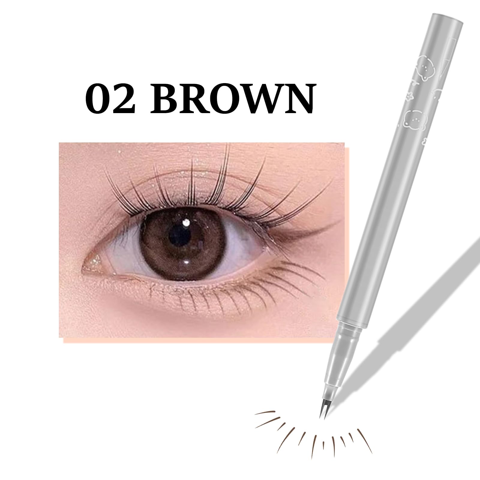 Jutqut 2PCS Double Tip Lower Eyelash Pencil, Natural Lower Eyelashes Liquid Pen, Waterproof Liquid Eyeliner 0.01 MM Double Tip Lower Lash Pen, Smudge proof, Long Wearing with Ultra-Fine Tip(Brown+Black)