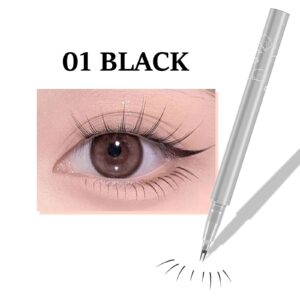 Jutqut 2PCS Double Tip Lower Eyelash Pencil, Natural Lower Eyelashes Liquid Pen, Waterproof Liquid Eyeliner 0.01 MM Double Tip Lower Lash Pen, Smudge proof, Long Wearing with Ultra-Fine Tip(Brown+Black)