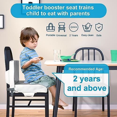 Toddler Booster Seat for Dining Table OTTOLIVES Booster Seat for Table Washable PU Cushion with 2 Cushion Waterproof Portable Travel Increasing Cushion for Toddler Training Eat Together Grey (Style A)