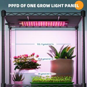 Barrina Plant Shelf with Grow Light, 5-Tier Plant Stand with 40W Ultra-Thin Grow Light Panel for Hydroponics, Seedlings, Succulents, Veg, Flowers & More, Timer Switch, 15.7" L x 11.8" W x 59.1" H