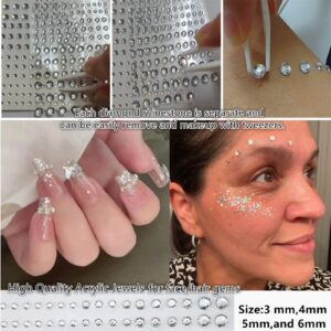 Go Ho 423 Pieces Self Adhesive Face/Hair Gems Rhinestones,Eye Gems Diamonds Crystals Hair Jewels Stick on,Face Jewels Singer Concerts Festival Rave Accessories,Nails Rhinestones