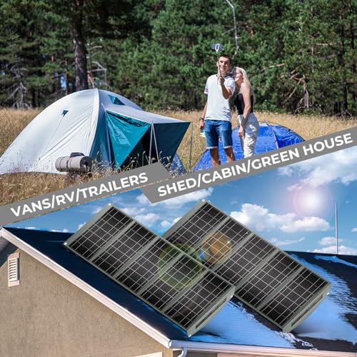 Solar Charger, DC Dual USB Ports(5V/4.8A Max) 40W Portable Solar Charger for Camping, Foldable ETFE Cells Solar Panel Kit, IP68 Waterproof for Phones, Power Banks, Tablets, Hiking, Backpacking