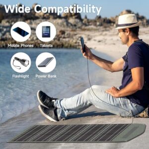 Solar Charger, DC Dual USB Ports(5V/4.8A Max) 40W Portable Solar Charger for Camping, Foldable ETFE Cells Solar Panel Kit, IP68 Waterproof for Phones, Power Banks, Tablets, Hiking, Backpacking