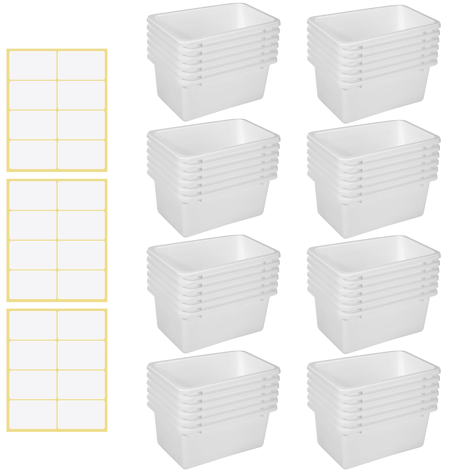 Outus 36 Pack White Plastic Storage Bins Bulk Cubby Storage Bins Classroom Book Bins Storage Organizer Containers for Classroom Library Preschool Office Home Toys Books Organizing