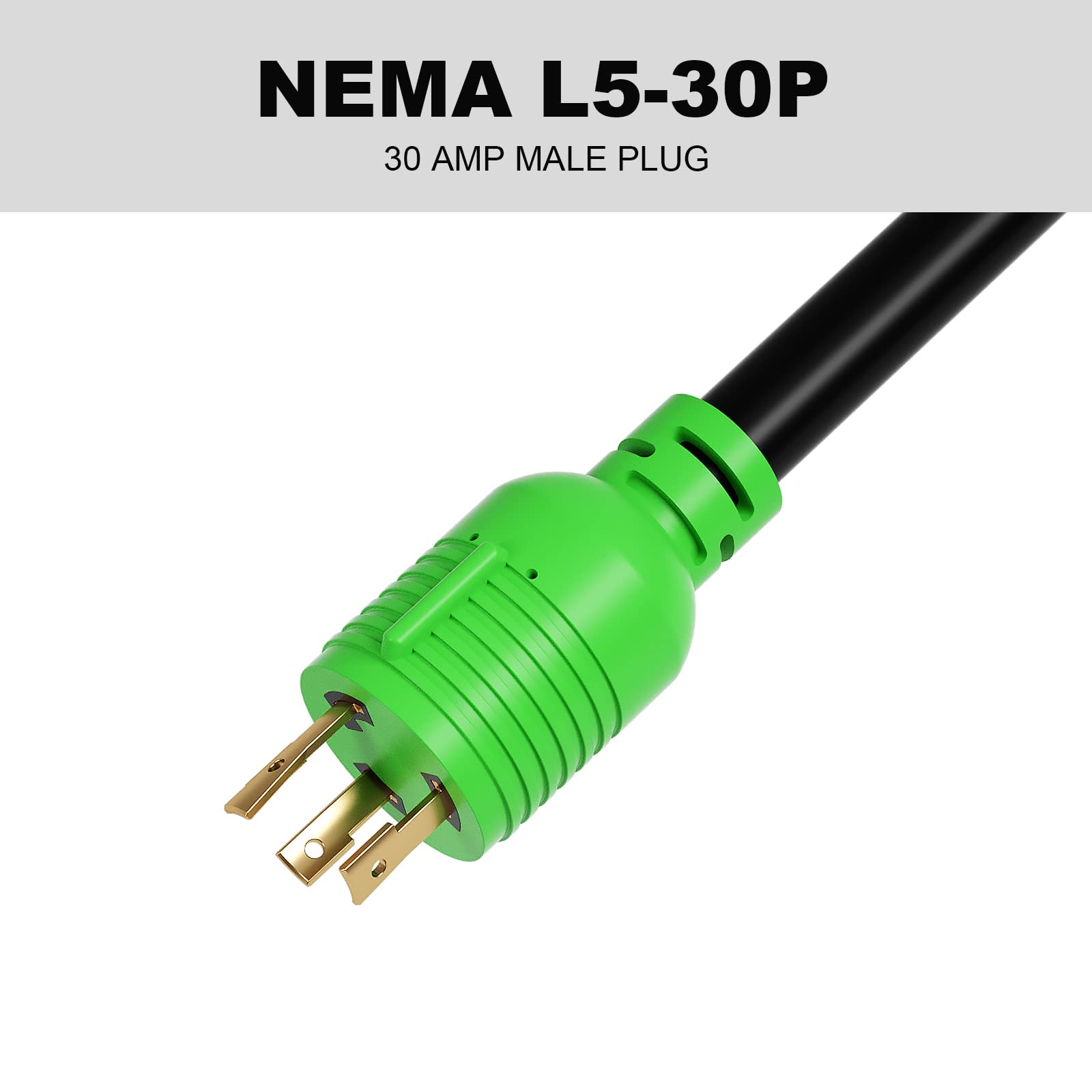 oviitech NEMA L5-30P to NEMA 14-50R RV Generator Adapter Power Cord, 250V, SJTW 10AWG*3C,30Amp Male to 50Amp Female Generator Conversion Adapter, Outdoor RV Camping, 1.5Ft, Green