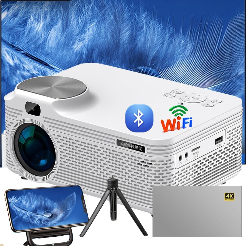 Remote focusing Android intelligent projector, high-definition 1920*1080P video, home theater portable projector, 1280 x 720 Display resolution, wireless on-screen projection. 20-200 inch projection