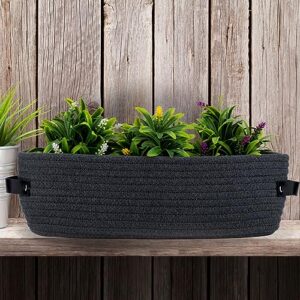 Oradrem Cotton Rope Toilet Basket Bathroom Decor Baskets,Toilet Paper Holder Basket with Handle, Home Decor Organizing Small Baskets Nursery Basket 13"x5.9"x4" Dark Gray